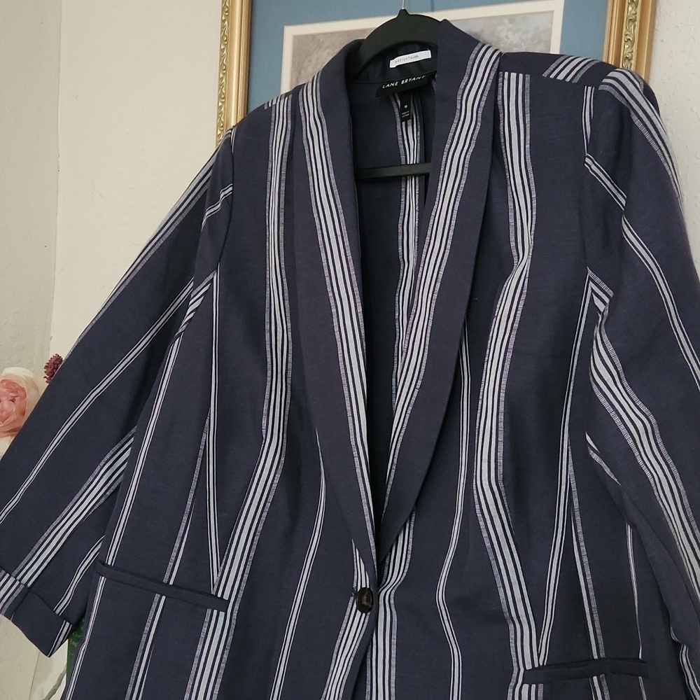 Linen Blend The Lane Bryant Blazer Size 18 Summer Office Collegiate lagenlook - Picture 6 of 15